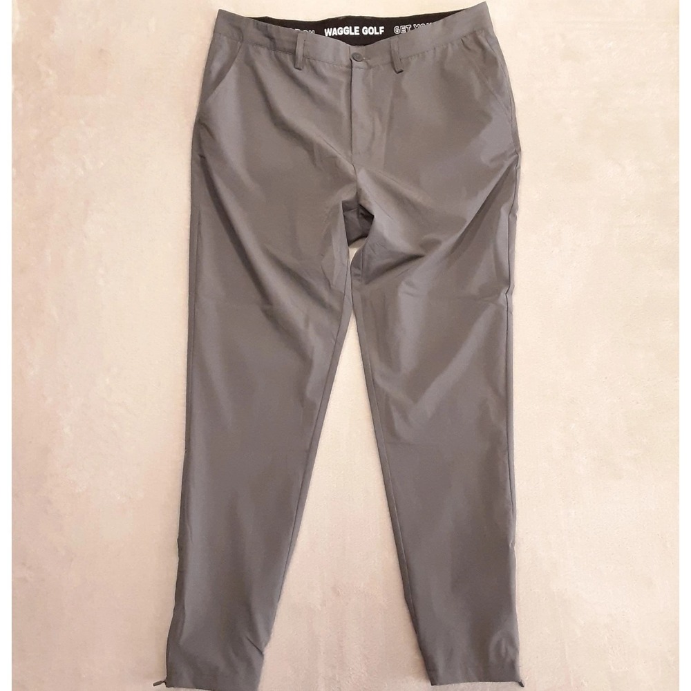 Waggle Mens Greenside Jogger Pants 36x32 Smoke Gray Taper Ankle Zip